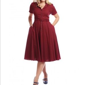 1960s Maroon Midi Dress
